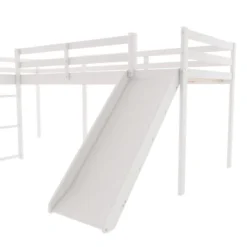 L-Shaped Twin Size Loft Bed With Ladder And Slide - ModernLuxe -Children Household Series GUEST 406fd696 dbb2 49ae a007 8c8ae09e1e78