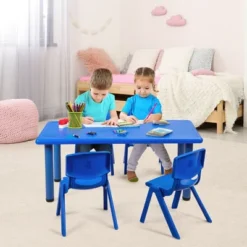 Costway Kids Plastic Rectangular Learn And Play Table Playroom Kindergarten Home Blue 11 Costway Kids Plastic Rectangular Learn And Play Table Playroom Kindergarten Home Blue -Children Household Series GUEST 41731051 1cbd 40a9 8a78 eac35efdb16b