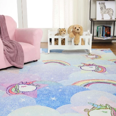 Unicorn Rainbow Colorful Kids Playroom Nursery Washable Indoor Area Rug By Blue Nile Mills 8 Unicorn Rainbow Colorful Kids Playroom Nursery Washable Indoor Area Rug By Blue Nile Mills - Image 8