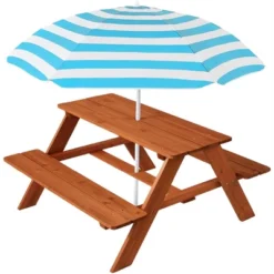 Best Choice Products Kids Wooden Picnic Table, Outdoor Activity Table W/ Adjustable Umbrella, Built-In Seats -Children Household Series GUEST 42292d8f a80d 40ad a353 6735de649691
