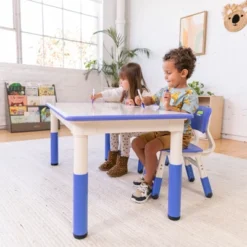 ECR4Kids Rectangle Dry-Erase Activity Table With 2 Adjustable Chairs, 3-Piece -Children Household Series GUEST 45bb9510 d562 45e2 ba79 dad6ddf912e4