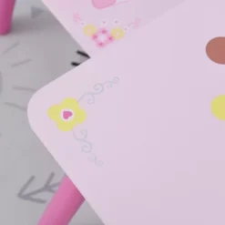 Qaba 3-Piece Kids Wooden Table And Chair Set With Crown Pattern Gift For Girls Toddlers Arts Reading Writing Age 2-4 Years Pink -Children Household Series GUEST 4652ec1a f121 41de 8bb8 d8f9bca85811