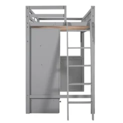 Twin Size Loft Bed With Wardrobe, Drawers And Desk With Shelves - ModernLuxe -Children Household Series GUEST 481f1f59 447b 4f05 a7e8 5a75690a7c7d