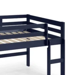 Twin Loft Bed With Wooden Frame And Reversible Ladder Blue - Benzara -Children Household Series GUEST 4965f289 ff4e 4acc 9a79 bef782c21473