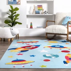 NuLOOM Eddie Outer Space Machine Washable Kids Area Rug -Children Household Series GUEST 498a964f c531 40b9 a548 d5c8ef24c1f4