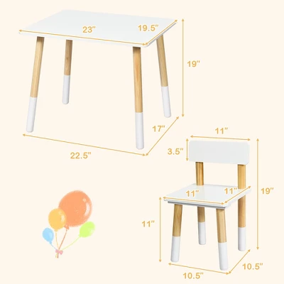 Costway Kids Wooden Table & 2 Chairs Set Children Activity Table Set 7 Costway Kids Wooden Table & 2 Chairs Set Children Activity Table Set - Image 7
