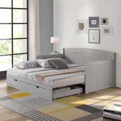 King Harmony Daybed With Conversion Dove Gray - Alaterre Furniture -Children Household Series GUEST 4c6a1422 7b3f 40ec ba3a 7b0288f1e89f