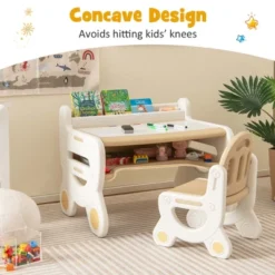 Costway Kids Drawing Table & Chair Set For Reading Playing With Pens & Blackboard Eraser Blue/Brown 13 Costway Kids Drawing Table & Chair Set For Reading Playing With Pens & Blackboard Eraser Blue/Brown -Children Household Series GUEST 4c6c0536 012e 477d 8a25 bbd5a90834ef