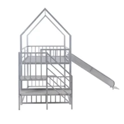 Twin Over Twin Metal Bunk Bed House Bed With Slide And Staircase-ModernLuxe -Children Household Series GUEST 4ddf4142 b897 4495 a4de aaf49cb98f46