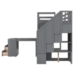 Twin Size Wood Loft Bed With Pullable Desk, Storage Shelves,Staircase And Blackboard-ModernLuxe -Children Household Series GUEST 4dea761b 26ef 41a4 8213 66df570eff97