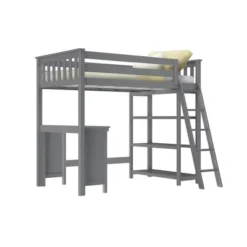 Max & Lily Twin High Loft Bed With Bookcase And Desk -Children Household Series GUEST 4f135ece 14a7 425c bac1 8a07de249d36