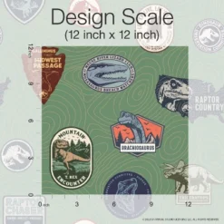 Jurassic World Badges Peel And Stick Wallpaper Green - RoomMates -Children Household Series GUEST 4f3f70b8 1197 49b2 a36c 81b6fef1020d