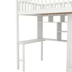 Twin Size Loft Bed With Shelf, Drawers, Desk And Wardrobe - ModernLuxe -Children Household Series GUEST 5001b2b0 3228 4e42 9ad6 7e0ad4457e65
