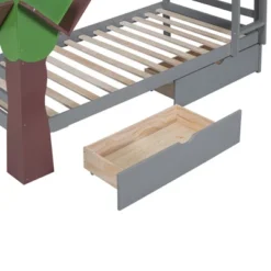 Twin-Over-Twin Bunk Bed With A Tree Decor And Two Storage Drawers-ModernLuxe -Children Household Series GUEST 50c7dbd6 d15d 4cd9 9786 8769c5779fb2