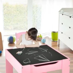 Costway 3 In 1 Kids Wood Table Chairs Set W/ Storage Box Blackboard Drawing Pink 11 Costway 3 In 1 Kids Wood Table Chairs Set W/ Storage Box Blackboard Drawing Pink -Children Household Series GUEST 513f8e91 bc1a 4f67 a10b d8abe844179b
