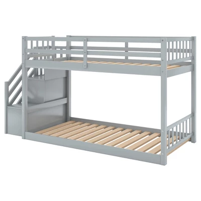 Twin Over Twin Bunk Bed With Storage Ladder - ModernLuxe 5 Twin Over Twin Bunk Bed With Storage Ladder - ModernLuxe - Image 5