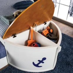 Twin Collindale Boat Design Kids' Bed With Trundle White/Oak - MiBasics -Children Household Series GUEST 526f81e3 94fc 47fa 8482 613334bb8c06