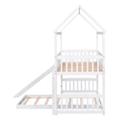 Twin Over Twin Bunk Bed, House Bed With Slide And Ladder-ModernLuxe -Children Household Series GUEST 53621388 ac3f 4a16 8989 36282f6467ea