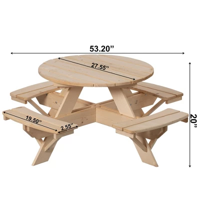 Gardenised Wooden Kids Round Picnic Table Bench, Outdoor Children's Backyard Table, Crafting, Dining, And Playtime Patio Table 5 Gardenised Wooden Kids Round Picnic Table Bench, Outdoor Children's Backyard Table, Crafting, Dining, And Playtime Patio Table - Image 5