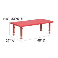 Emma And Oliver 24"W X 48"L Rectangular Plastic Height Adjustable Activity Table Set With 4 Chairs -Children Household Series GUEST 54ba0eff d86e 4766 a6de 6fc3dc426c23