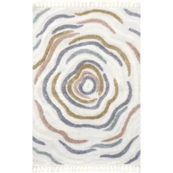 NuLOOM Adette Abstract Swirl Kids Tassel Area Rug -Children Household Series GUEST 5671f6c8 88d9 422c 8e31 c49889afd03e