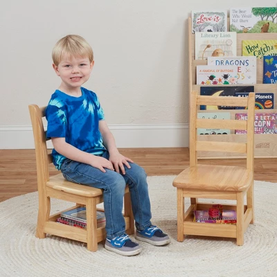 ECR4Kids Three Rung Ladderback Chairs With Storage, 2-Pack - Natural 3 ECR4Kids Three Rung Ladderback Chairs With Storage, 2-Pack - Natural - Image 3