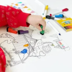 Merka Kids Toddler Essentials Coloring Placemats For Kids, Set Of 4 Mats With 7 Markers Jungle Space Sea Unicorns -Children Household Series GUEST 56ecac5d 8086 4d13 a9e6 b1e021b9065c
