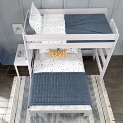 Max & Lily Farmhouse Twin Over Full L-Shaped Bunk Bed With Desk -Children Household Series GUEST 572eadd8 e80f 4e65 af6a 26e1c31b577d