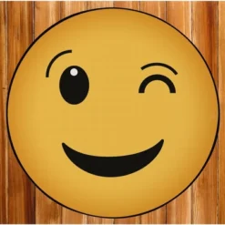 Deerlux Emoji Style Round Funny Smiley Face Kids Area Rug, Wink Emoji Rug -Children Household Series GUEST 57b18e39 e5e6 498e afa8 82575b024496