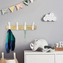 Metal And Wood Hanging Kids' Wall Hooks White - Pillowfort™ -Children Household Series GUEST 58464b19 7cfd 4eee bc98 110e58e1429b