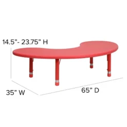 Flash Furniture 35"W X 65"L Half-Moon Plastic Height Adjustable Activity Table -Children Household Series GUEST 595712a0 3678 431e ada6 f18d62b22295