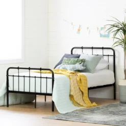 Twin Hankel Metal Platform Bed With Headboard And Footboard Pure Black - South Shore -Children Household Series GUEST 5a3ab09d e4a6 41f1 85bc 0a902fa58a41
