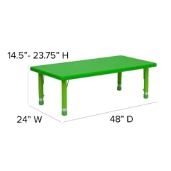 Flash Furniture 24"W X 48"L Rectangular Plastic Height Adjustable Activity Table Set With 6 Chairs -Children Household Series GUEST 5a408894 42a9 4437 b138 2f3ce179c4bf
