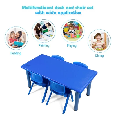 Costway Kids Plastic Rectangular Learn And Play Table Playroom Kindergarten Home Blue 9 Costway Kids Plastic Rectangular Learn And Play Table Playroom Kindergarten Home Blue - Image 9