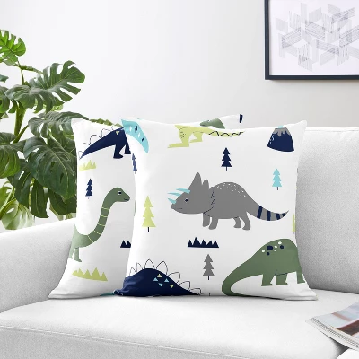 Blue & Green Mod Dinosaur Throw Pillow - Sweet Jojo Designs 1 Blue & Green Mod Dinosaur Throw Pillow - Sweet Jojo Designs
