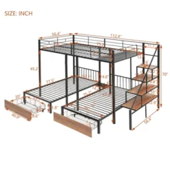 Full Over Twin-Twin Triple Bunk Bed With Drawers And Staircase - ModernLuxe -Children Household Series GUEST 5cb766ec 0fff 483f bfc6 40923c014840