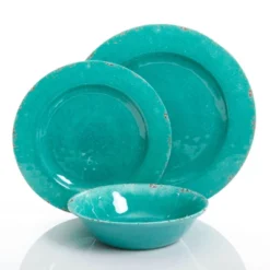 Gibson Studio California Mauna 12 Piece Assorted Crackle Decal Melamine Dinnerware Set -Children Household Series GUEST 5cdbdb21 e270 4cce b092 37e418158b07