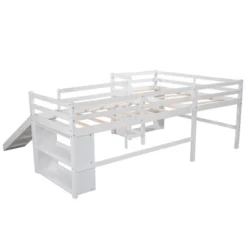 Twin Size L-Shaped Loft Bed With Movable Two-Tier Shelves And Slide - ModernLuxe -Children Household Series GUEST 5d4ded7e c973 42ec bbca 2044f5e3333d
