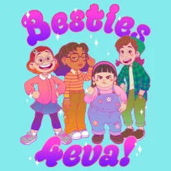 Junior's Turning Red Besties 4Eva! Racerback Tank Top