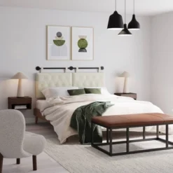 Full/Queen Remi Diamond Button Tufted Headboard Cloud White - Nathan James -Children Household Series GUEST 5d898a68 edfc 496f ba33 22969246b228