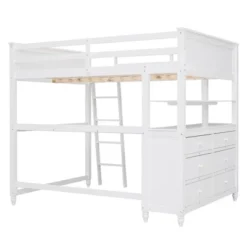 Full Size Wooden Loft Bed With Drawers, Shelves And Desk - ModernLuxe -Children Household Series GUEST 5df471d1 9913 4537 8b8c 23fbef9d9b7e