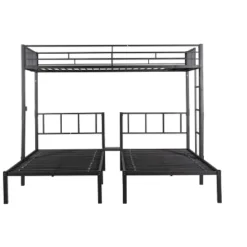 Twin Over Twin Metal Triple Bunk Bed With Ladder-ModernLuxe -Children Household Series GUEST 5e3ab8fd 1b3b 4e8e bb7b a31ededabbfb