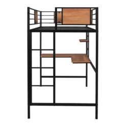 Twin Metal Loft Bed With Desk And Shelve - ModernLuxe -Children Household Series GUEST 5ead98ed 383b 437c 840f 59e316cf25e7