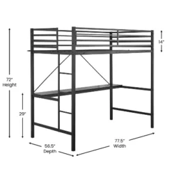 Flash Furniture Jake Metal Loft Bed Frame With Desk, Protective Guard Rails And Ladder For Kids, Teens And Adults -Children Household Series GUEST 5f38e269 54a9 47ff b9a5 5769082cc0ff