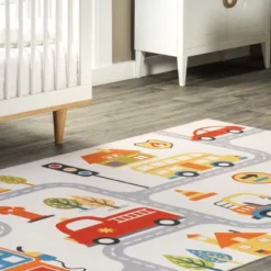 NuLOOM Carmina City Streets Machine Washable Kids Area Rug 3' X 5' In White Multi -Children Household Series GUEST 5f80219a 2c4f 4b13 acb1 d7a37133a41d