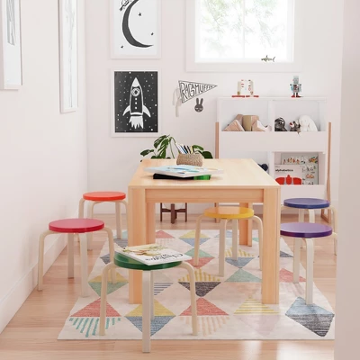 ECR4Kids Bentwood Stacking Stools For Kids, Playroom/Daycare Flexible Seating, 12" Height, 6-Piece 7 ECR4Kids Bentwood Stacking Stools For Kids, Playroom/Daycare Flexible Seating, 12" Height, 6-Piece - Image 7