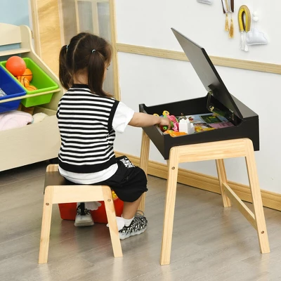 Costway Kids Table & Chair Set Wooden Activity Art Study Desk W/Storage Space 3 Costway Kids Table & Chair Set Wooden Activity Art Study Desk W/Storage Space - Image 3