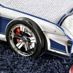 Twin Quessa Police Car Bed With Led Headlight Chair Black/White - HOMES: Inside + Out -Children Household Series GUEST 622f8513 61ea 4602 a2fb 97378f3db783