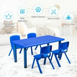Costway Kids Plastic Rectangular Learn And Play Table Playroom Kindergarten Home Blue 15 Costway Kids Plastic Rectangular Learn And Play Table Playroom Kindergarten Home Blue -Children Household Series GUEST 628cec32 8e4a 45aa 9468 63becd680a5b
