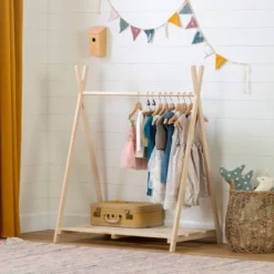 Sweedi Scandinavian Kids' Clothes Rack Natural Wood - South Shore -Children Household Series GUEST 62db56cd 1aae 4090 9958 58eb437645f5